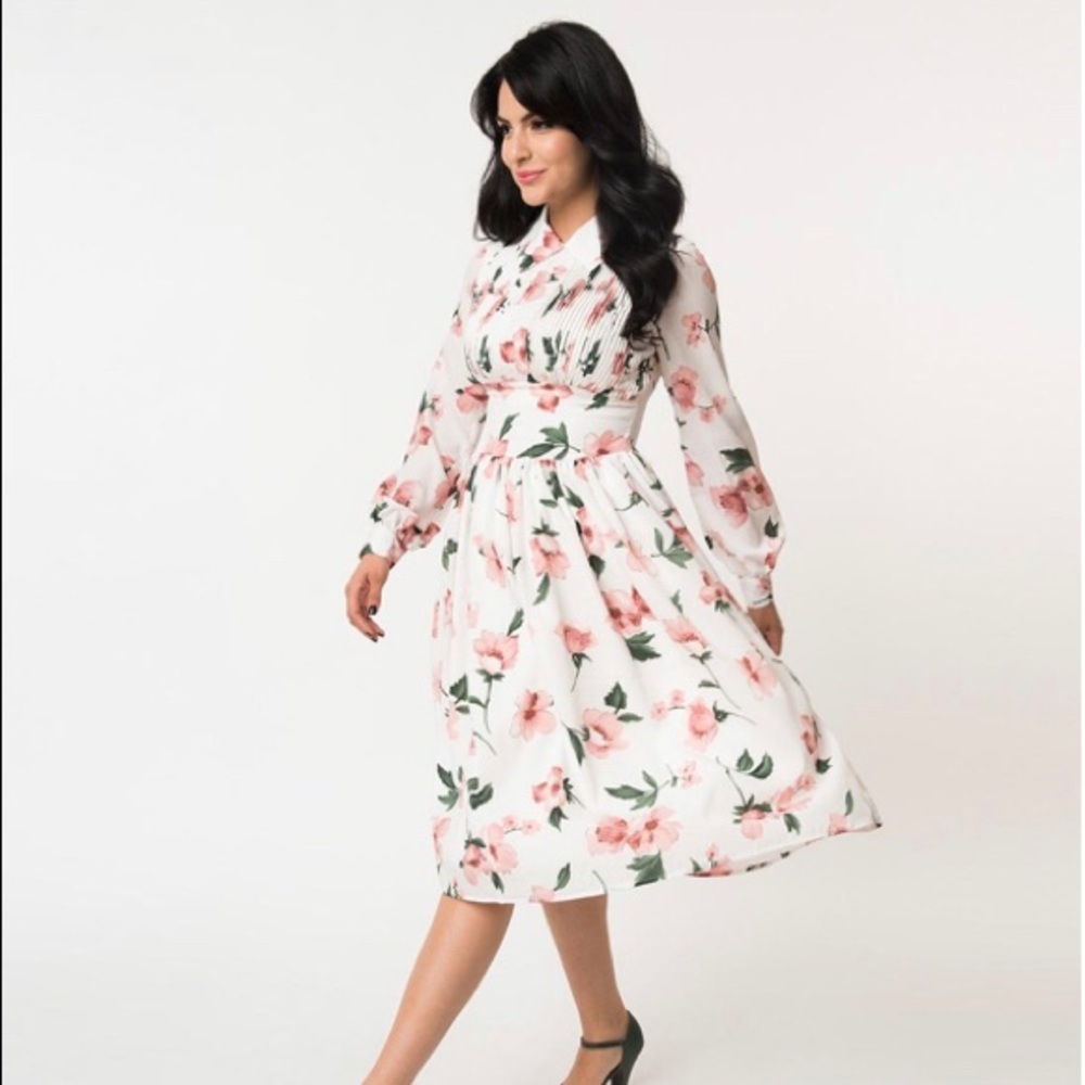 Unique Vintage | 1950s Floral Meredith Swing Dress